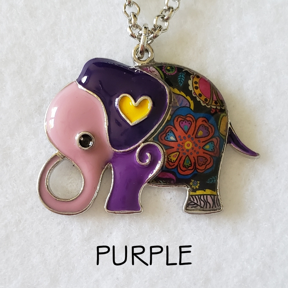 Enamel Elephant Necklace - Picture 5 of 8